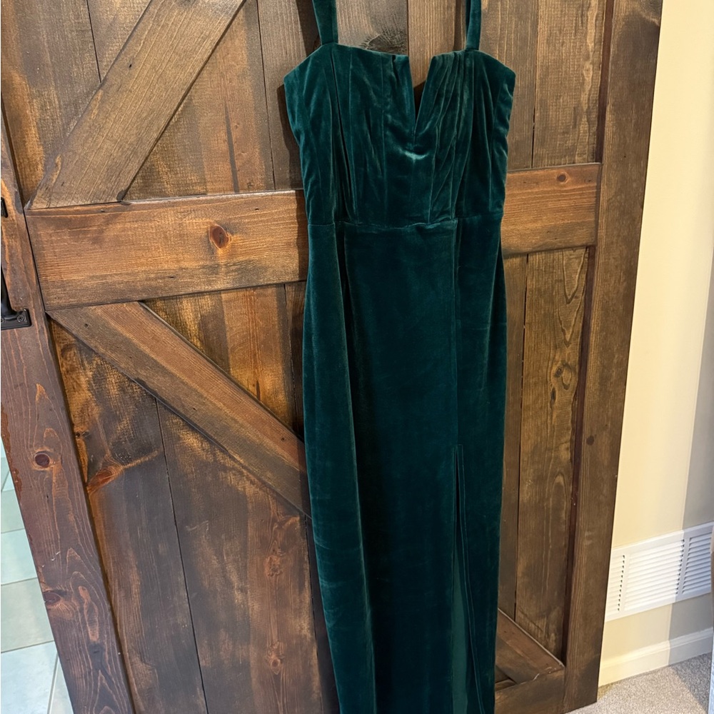 Lulu's Forest Green Velvet Dress